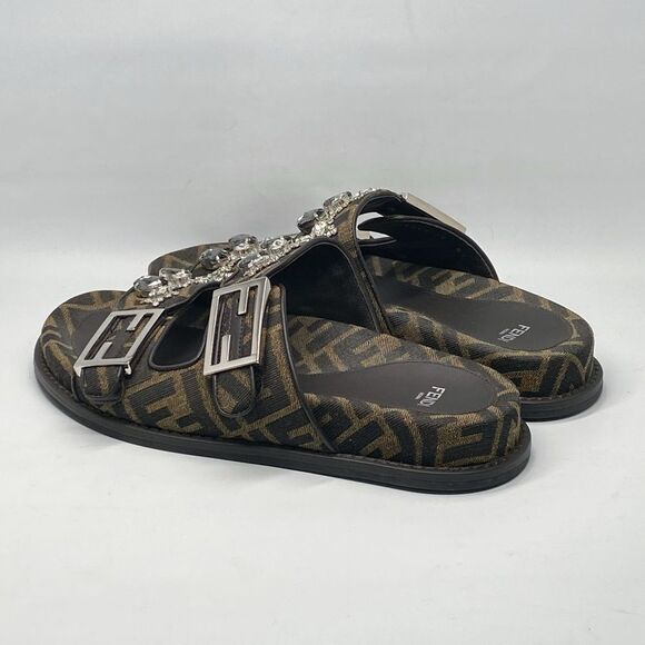 Fendi Feel Jewel Buckle Slide Sandals size 38 - Picture 9 of 13